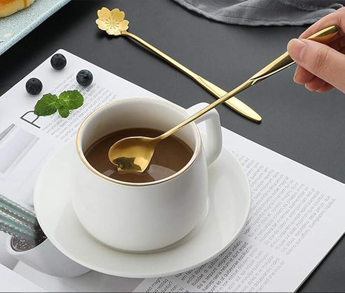 Elegant Gold Flower Coffee & Dessert Spoons (Set of 4)