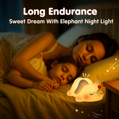 Cozy Elephant Night Light – 3-Level Dimming | Pat Control |  8–12 Hrs Battery Life