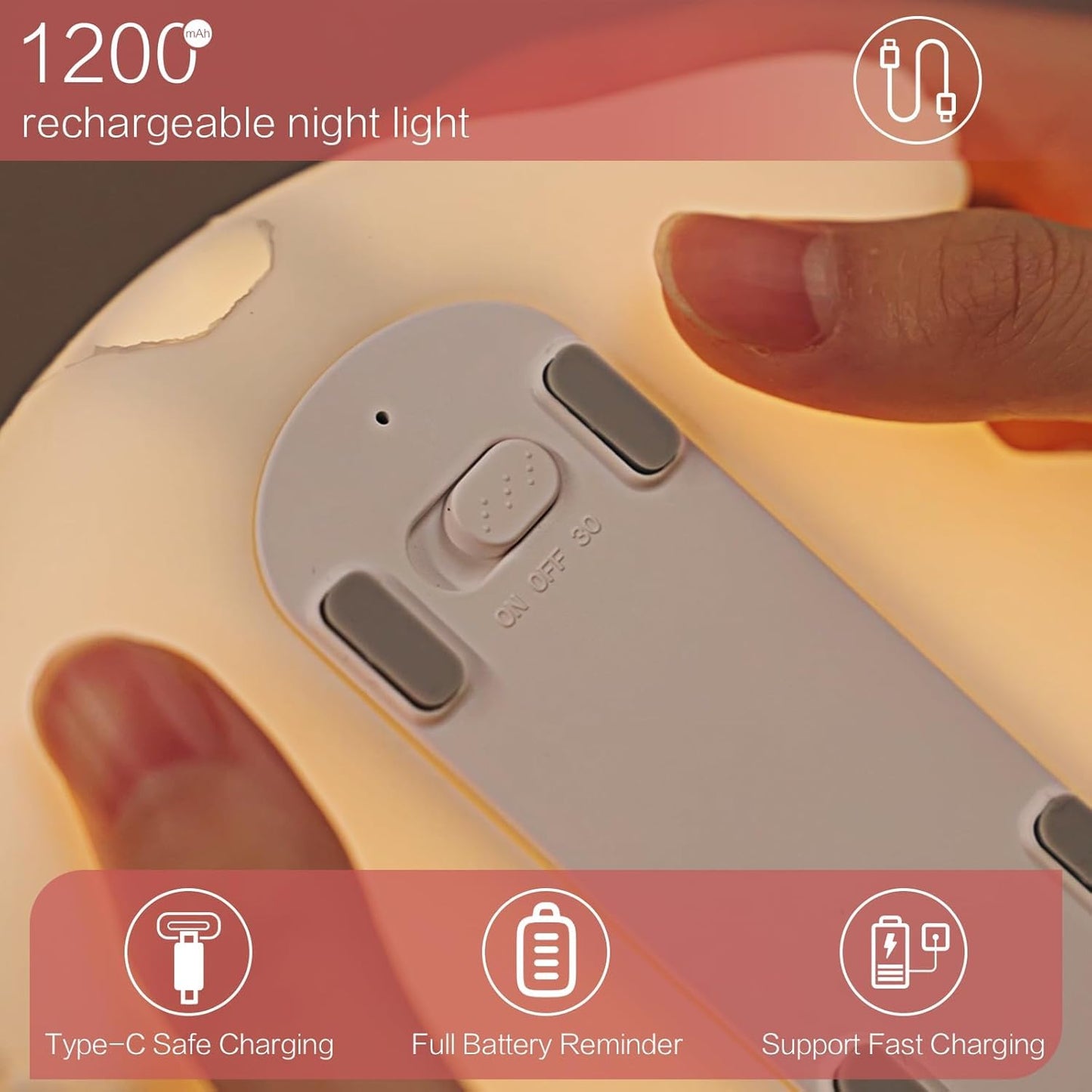 Cozy Elephant Night Light – 3-Level Dimming | Pat Control |  8–12 Hrs Battery Life