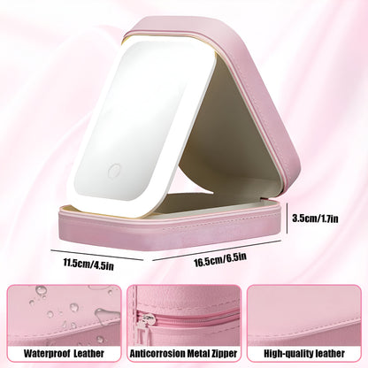 Travel Makeup Storage Box with Touch LED Mirror