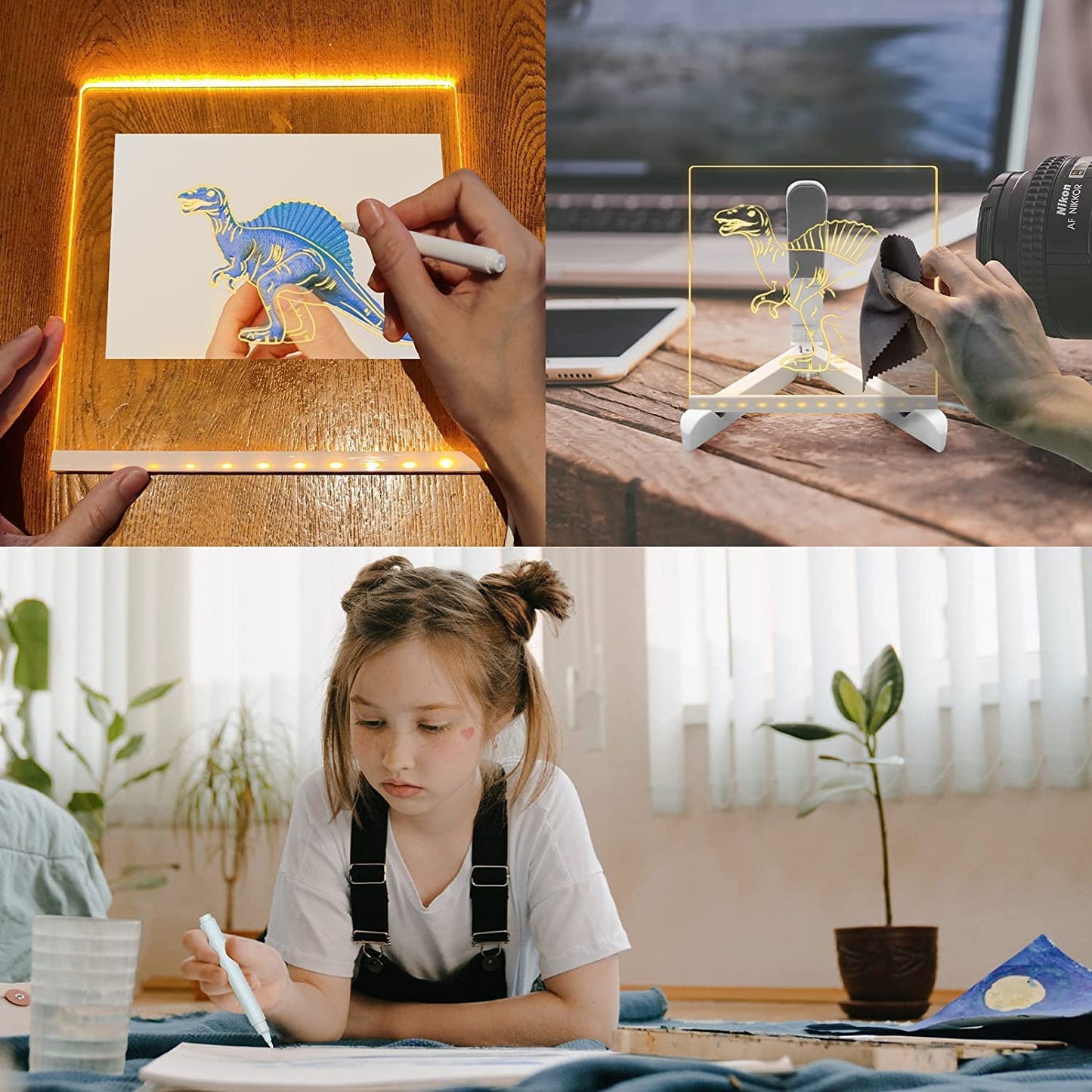 Acrylic LED Writing Board | Rewritable Memo & Message Board | USB Powered Light Sign