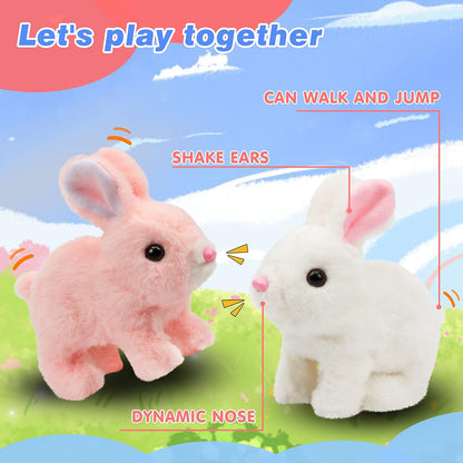 Walking & Hopping Realistic Rabbit Toy Bunny for Kids