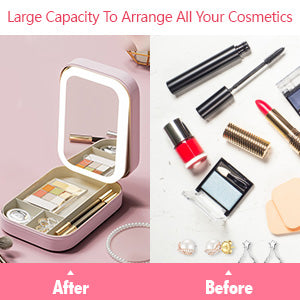 Travel Makeup Storage Box with Touch LED Mirror