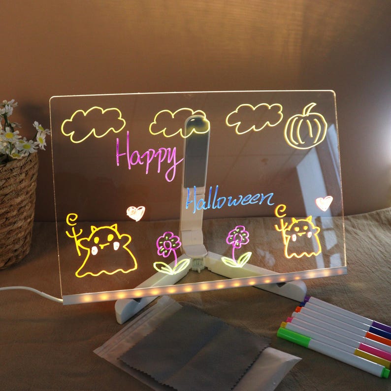 Acrylic LED Writing Board | Rewritable Memo & Message Board | USB Powered Light Sign