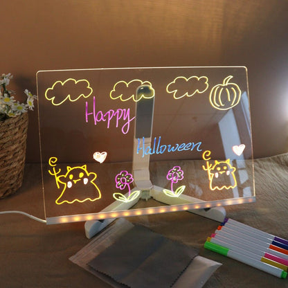 Acrylic LED Writing Board | Rewritable Memo & Message Board | USB Powered Light Sign