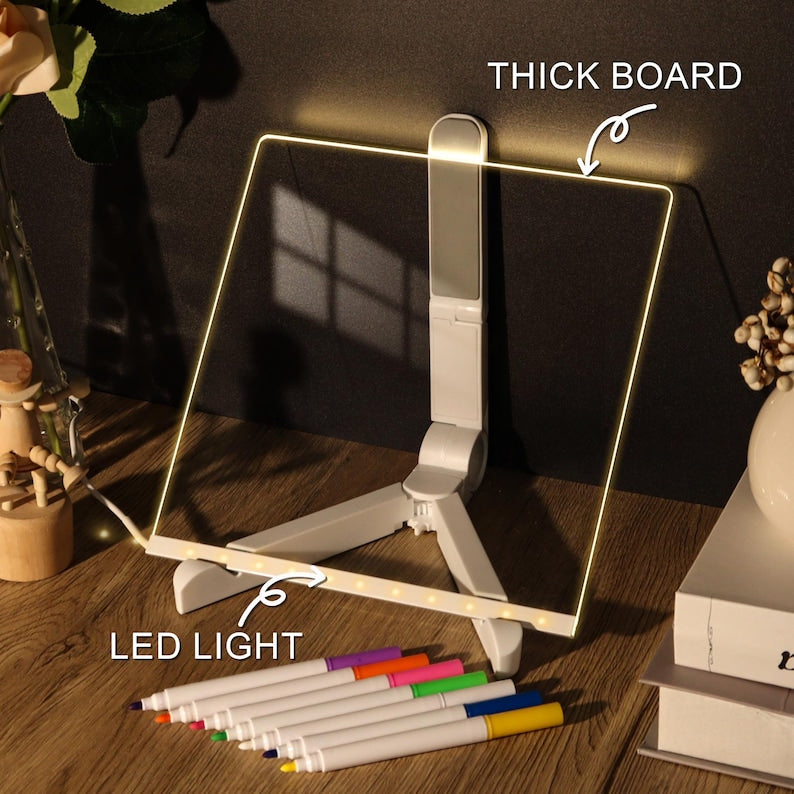 Acrylic LED Writing Board | Rewritable Memo & Message Board | USB Powered Light Sign