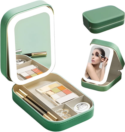 Travel Makeup Storage Box with Touch LED Mirror