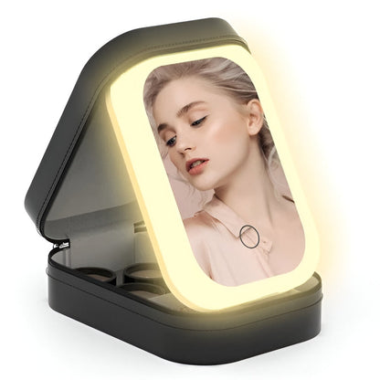 Travel Makeup Storage Box with Touch LED Mirror